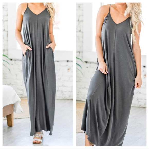 Adjustable straps loose fit pocket maxi dress - Picture 2 of 4